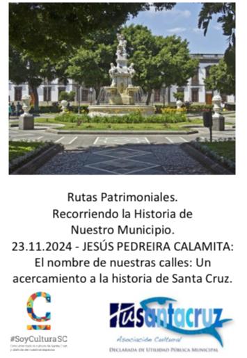 23 de noviembre de 2024. El nombre de nuestras calles: Un acercamiento a la historia de Santa Cruz. JESÚS PEDREIRA CALAMITA: Licenciado en Derecho, Sociología e Historia por la Universidad de La Laguna.